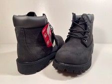 Timberland Premium 6 In Waterproof Boot, Black Nubuck, Junior s Size 6, 12907