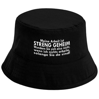 Fischerhut   Meine Arbeit ist streng geheim   Lustiger Büro Spruchhut Unisex