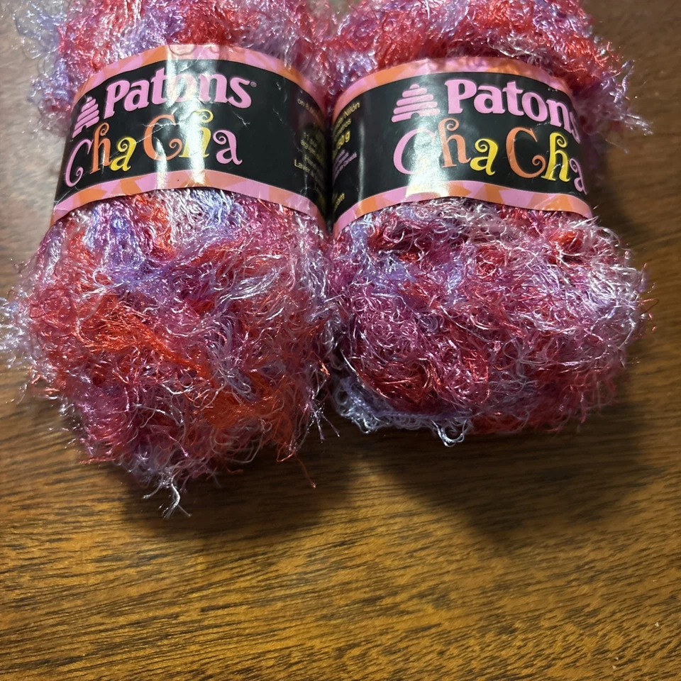 2 Skeins Patons Cha Cha Yarn Nylon BeBop Pink Purple - Image 4 of 4