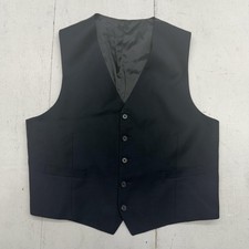 Suit Vest Mens 40 Black Solid Waistcoat Adjustable Belted Formal Business