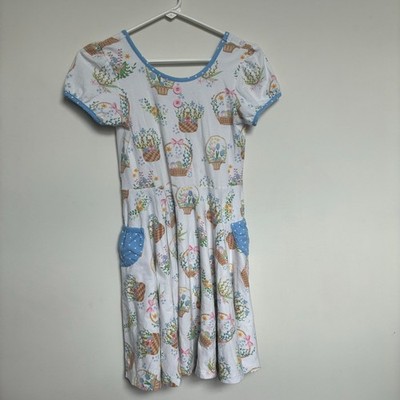 Eleanor Rose Easter Basket Dress Girls Size 14-16 Blue Trim Pockets
