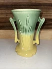 vintage Cameron Clay Company Art Pottery Cattail Double Handle Vase 1950s McCoy
