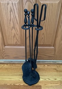 Fireplace Tool 5 Piece Set ( Brush Poker Shovel Tongs And Stand )