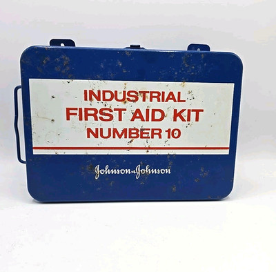 Johnson & Johnson No. 10 Medical First Aid Kit Metal Box Vtg
