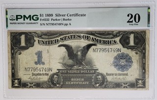 1899 $1 "BLACK EAGLE" Silver Certificate Fr#232 Parker|Burke PMG 20 VF Very Fine
