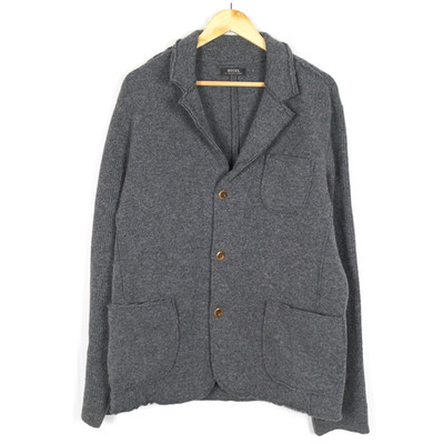 DIGEL Men's Jumper Cardigan Size 52 Collared Buttons Pockets Grey Wool