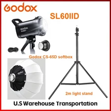 US Godox SL60IID COB LED Video Light with 65cm lartern softbox +light stand KIT