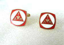 VINTAGE  ENAMEL CUFFLINKS -  IAM INSTITUTE OF ADVANCED MOTORISTS BADGE