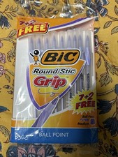 BIC Ultra Round Stic Grip Easy Glide Medium PURPLE 9 Pens Smooth Ball Point