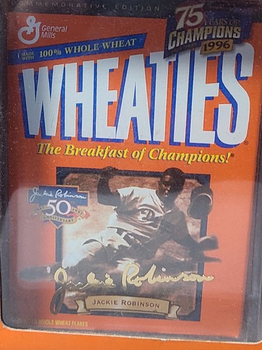 WHEATIES 24K GOLD SIGNATURE WHEATIES BOX 75 YEARS OF CHAMPIONS JACKIE ROBINSON - Picture 2 of 7
