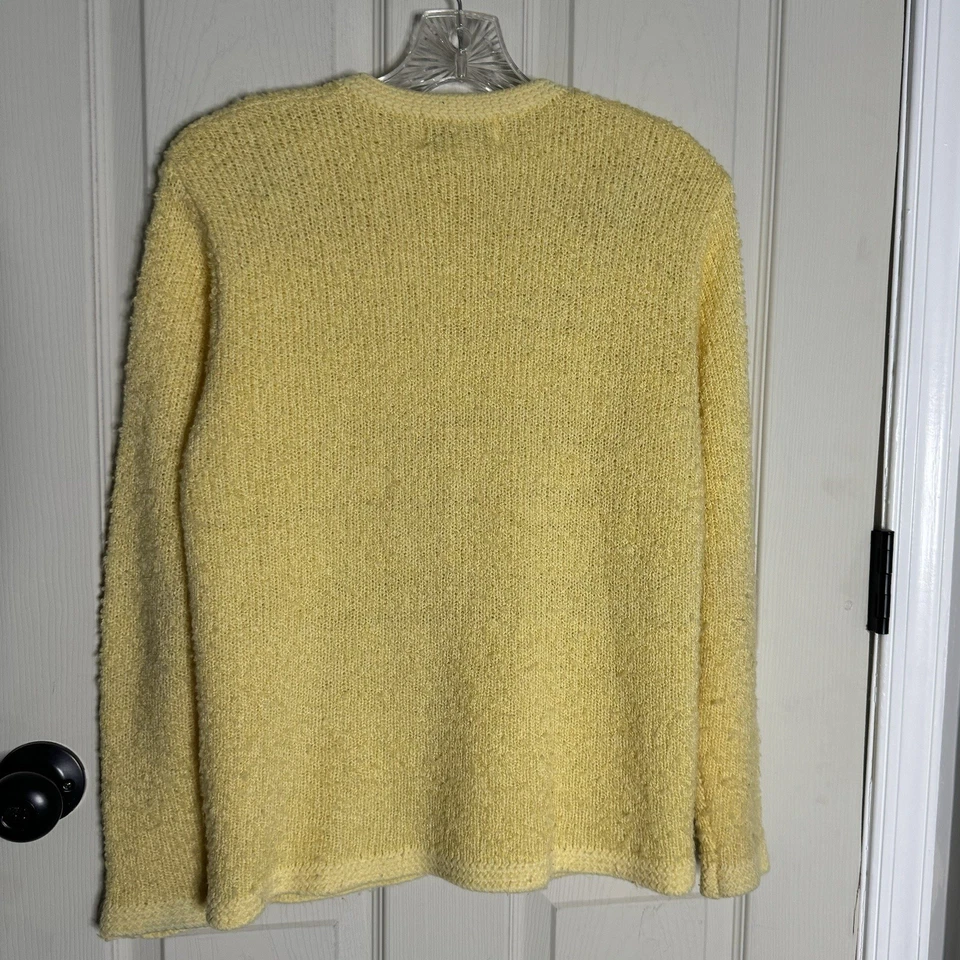 Vintage TANNER Pastel Soft Yellow Cardigan Sweater Nubby Texture Cottagecore #b3 - Image 3 of 4