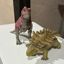 Tyrannosaurus Rex  Ankylosaurus Plastic Figurines with Light-Up Eyes