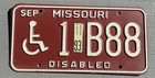 Vintage Missouri Disabled License Plate MO Wheelchair Handicapped Red Lic 1993 T — photo 1