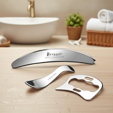 Gua Sha Muscle Scraper Tool Set - Stainless Steel with Storage Bag Included