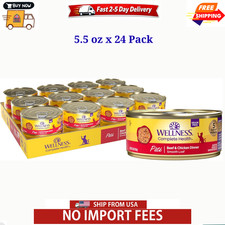 Wellness Complete Health Grain Free Beef Chicken Wet Cat Food, 5.5 oz x 24 can