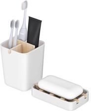 Toothbrush Holders and Soap Holder Set, Tooth Brush with 4 White