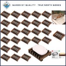 30Pack Wooden Soap Dishes for Bathroom  Kitchen, Self-Draining Design