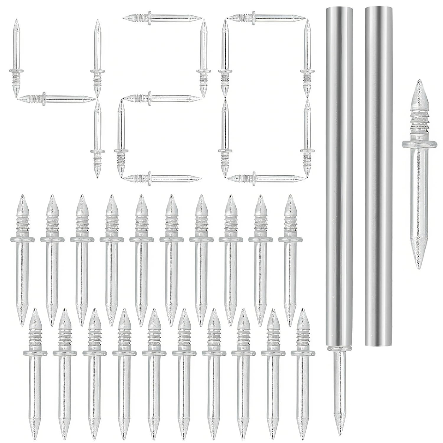 420 Pcs Double Headed Skirting Nails, Double Sided Traceless Nails with Sleeve