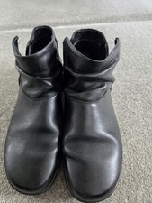 Hotter Murmur Women?s Black Leather Ankle Boots Zip Round Toe UK 5.5 Hardly Worn