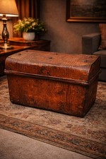 Vintage Metal Steamer Trunk Chest Industrial Rustic Storage Box Large