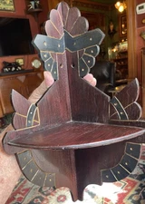 Antique walnut Deco craftsman 17 inch corner Shelf