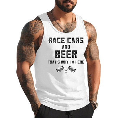 Race Cars Beer That's Why Im Here Checkered Flag Race Day Tank Top