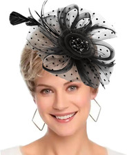 Fascinators Hat Women Tea Party Headband Flower Cocktail Mesh Feathers Hair Clip