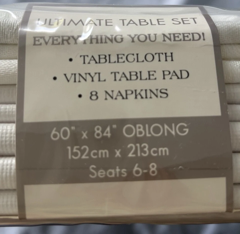 Ultimate Table Set White 60 x 84 tablecloth rectangular, 8 Napkins & Vinyl Pad - Image 4 of 4