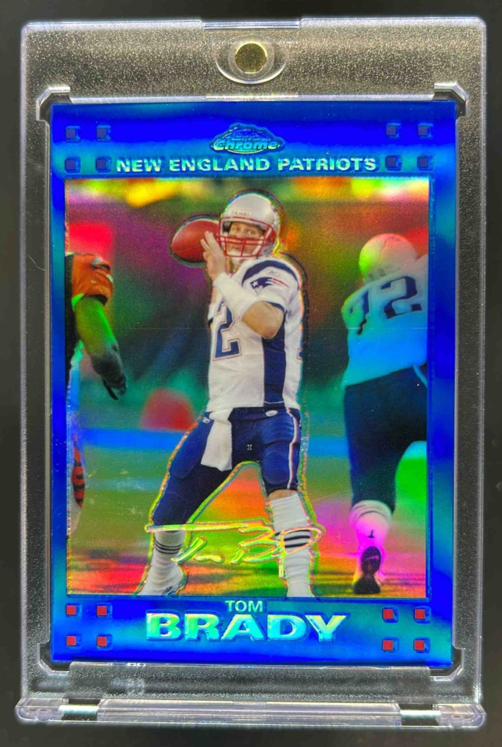 2007 Topps Chrome Tom Brady Blue Refractor #TC6 Patriots