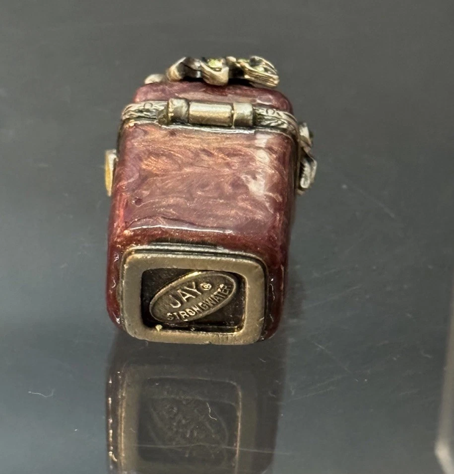 Caja de baratijas Jay Strongwater vintage hoja miniatura cristales de Swarovski arte Foto 4 de 4