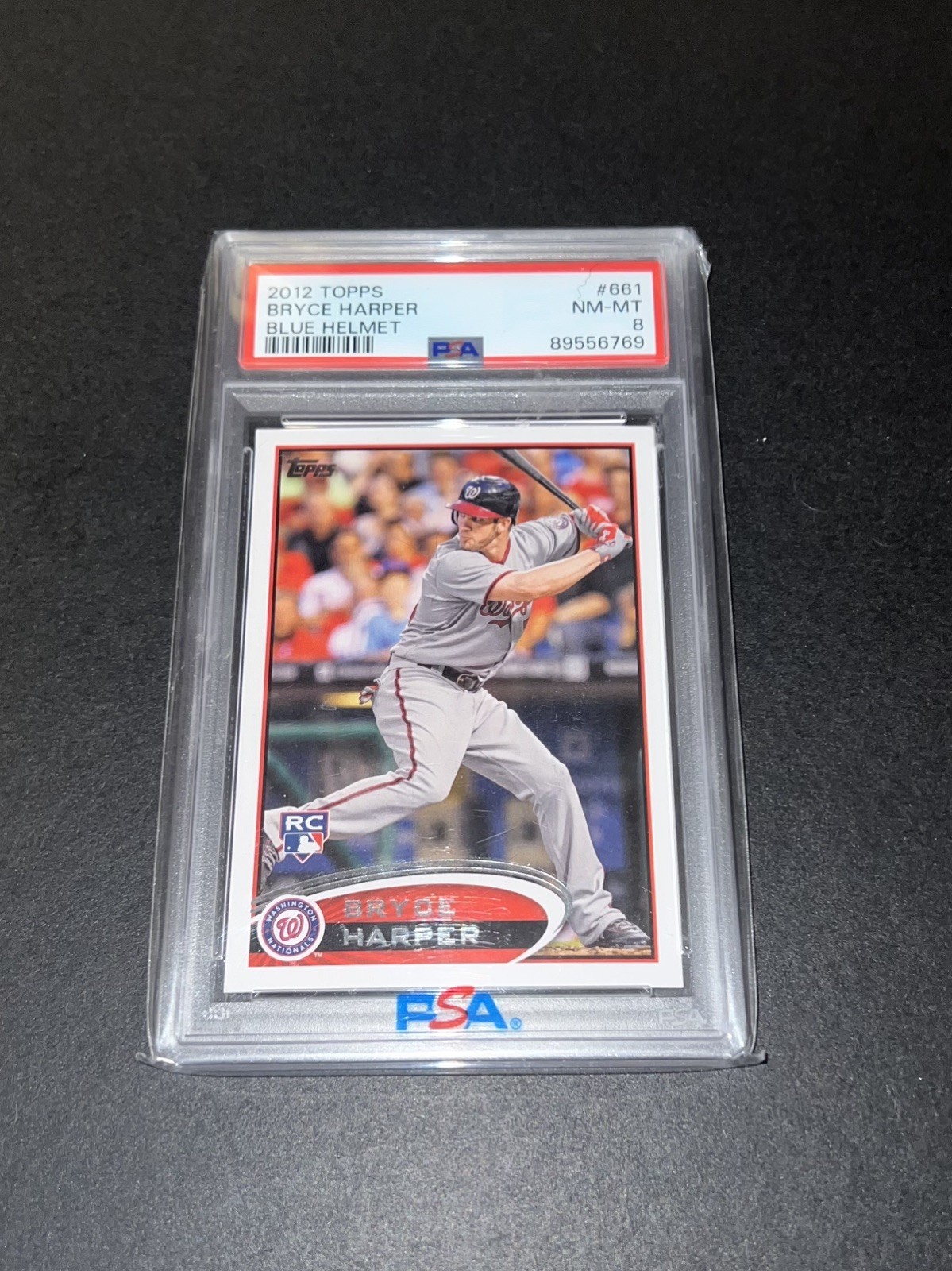 2012 Topps -  Bryce Harper #661 Rookie Card Batting, Blue Helmet -PSA 8 NM-Mint