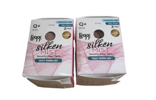 New 4 Pairs Women's  Leggs Silken Mist  Nude Control Top Pantyhose Tights  Q+