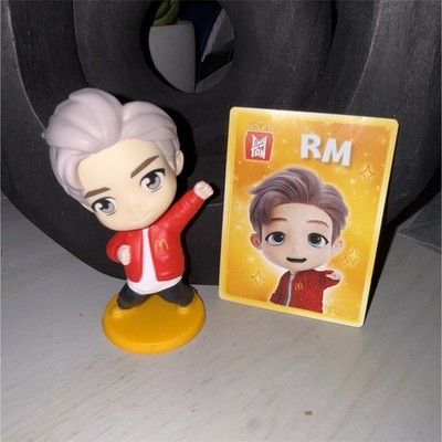 McDonald's BTS TinyTAN RM Figure w/ Collectible Card Red Jacket Yellow Base 2021