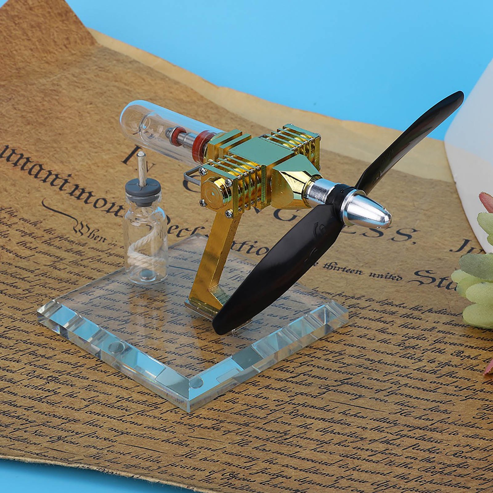 Hot Air Stirling Engine Model Aircraft Propeller Science Experiment Teaching