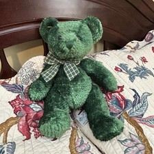 Retro Russ Berrie Green Jointed-Look Teddy Bear Shawn