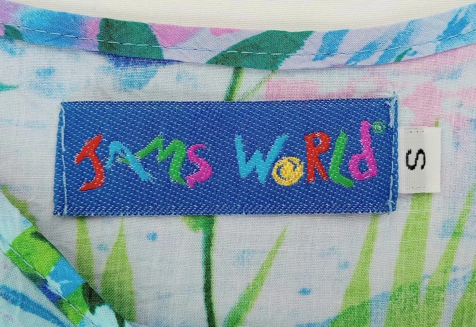 Маленький винтажный JAMS WORLD синий гибискус цветочный пуловер длинное платье макси, Гавайи - Изображение 3 из 4