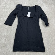 Lucy Paris Dress Womens Medium Black Studded Bodycon Mini Little Black NWT Party