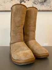 EMU Australia Shearling Lined Mid Calf Boots Size 7  Brown Sheepskin Suede Boots