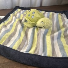 Carters Plush Turtle Lovey Security Blanket Striped Blue Green Gray White