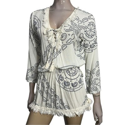 CoolChange Women s Size S White Navy Blue Raj Chloe Mini Dress Cover Up
