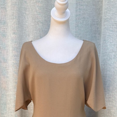 1970 Holly Harp by Amy Michelson tan light brown tan short sleeve dress - Picture 4 of 8