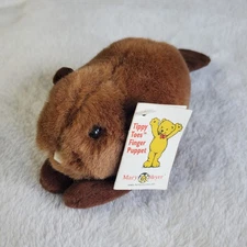NEW RARE! Mary Meyer Tippy Toes Beaver Plush 6" Finger Puppet 1994 Vintage NWT
