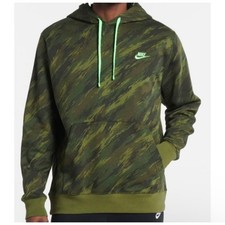 Nike Men's Large Therma-FIT Hoodie Camo Green All Over Print Pullover FZ1088-386