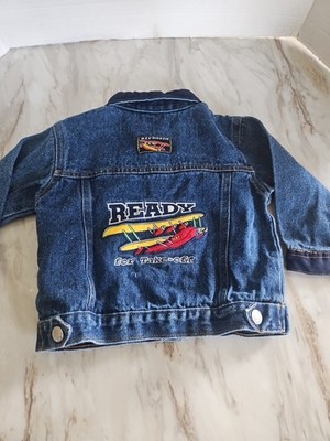 ''Ready For Take-off''  Toddler Denim Jacket 2T Boyz Wear Vtg Airplane Pilot