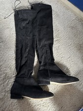 Women?s Black Thigh High Mini Heel Boots - Size 5 - No Shoe Box