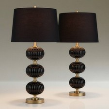 Possini Euro Grace 30" High Black Glass Table Lamp Set of 2