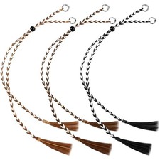 3 Pcs Western Braided Stampede String for Cowboy Hats with Tassel Removable 
