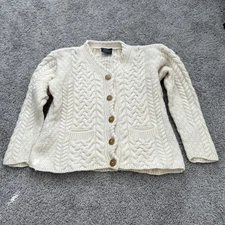 Aran Woolen Mills Ireland Woman 100% Merino Wool Sweater Cardigan Medium