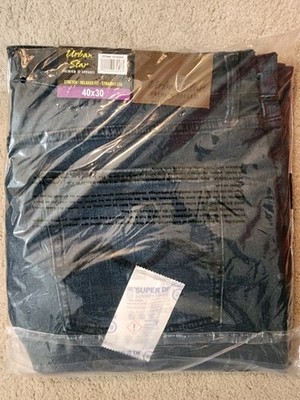 NWT URBAN STAR MEN'S 40X30 STRETCH RELAXED FIT STRAIGHT LEG JEANS BLUE