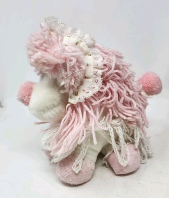 Vintage Fluppy Puppies Dog Plush 1986 Kenner Light Pink White Yarn